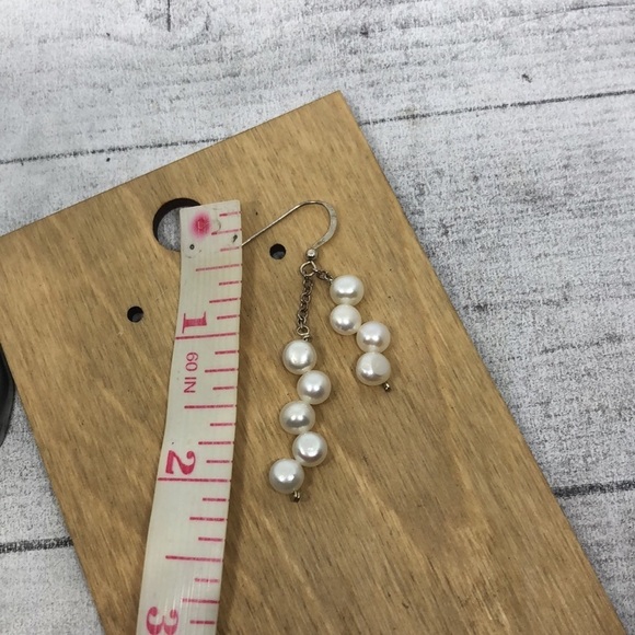 Sterling silver 925 freshwater pearl cluster drop dangle earrings statement. - Picture 4 of 6